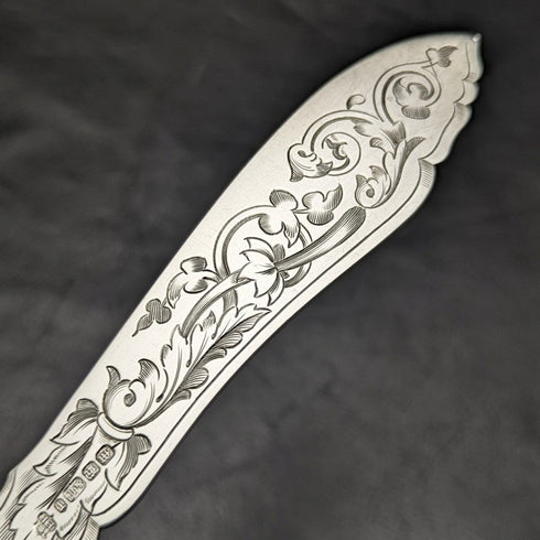 1860 年英國古董銀盤魚刀 6 件裝托盤